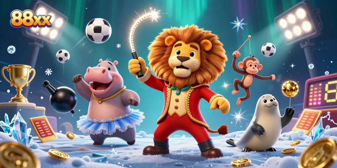 Experience lively betting excitement with 88xx's vibrant carnival-themed illustration featuring dynamic sports elements.