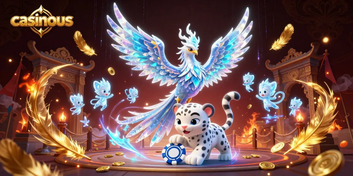 Experience fast-action gambling with casinous' enchanting ice-themed casino illustration.
