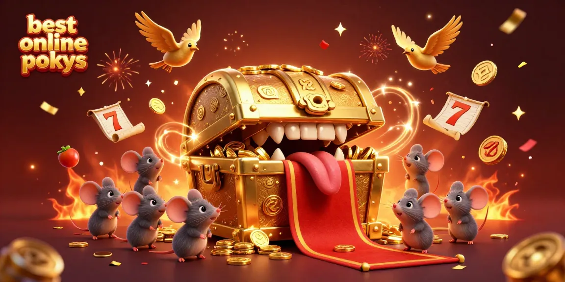 Spin to win with the best online pokies illustrated by a golden treasure chest and captivating symbols.